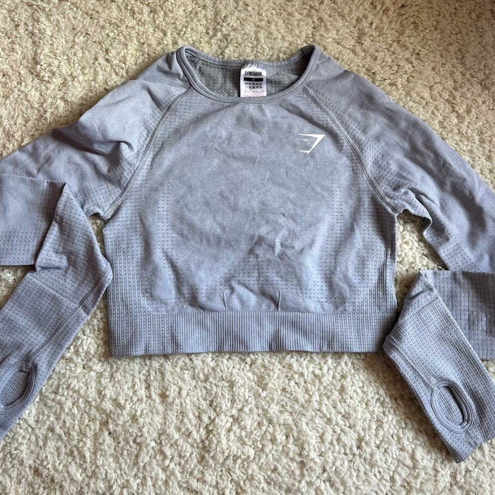 Gymshark Light Gray Seamless Cropped Long Sleeve Top